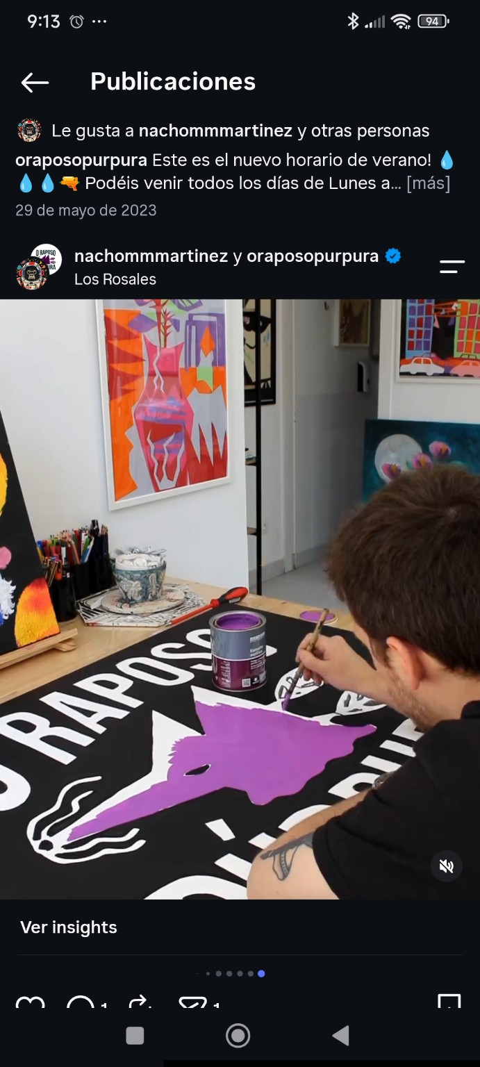 Pintando el cartel